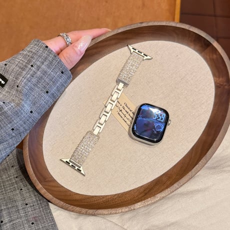 上品 AppleWatchバンド パールブレスレット  メタル AppleWatchベルト Series 11/10/9/8 SE3/2  Ultra3/2/1 高級感高品質 [M6408]