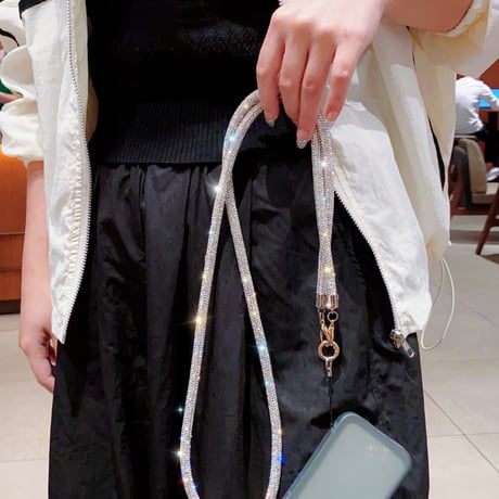 ジュエリー ショルダーストラップ キラキラ ストーンデコ  オシャレ かわいい ギフトにおすすめ 人気 長さ70cm [M3671]