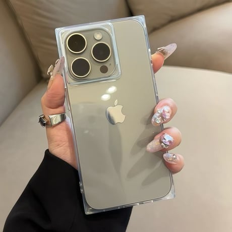 スクエア iPhone16/16proケース 高透明 iPhone15promax/14/13カバー 艶感 シンプル 四角 [M5353]