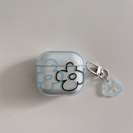 韓国風 Airpods4ケース 花柄 Airpods3/Pro2ケース airpodspro2カバー  キーチェーン付 ギフトにおすすめ[M5379]