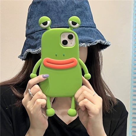 カエル iphone14/13ケース シリコン アイフォン12/11カバー  可愛い ストレス解消 プレゼントにおすすめ[M2080]