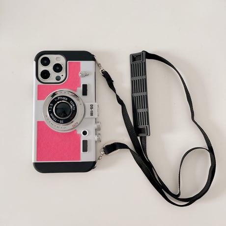 カメラデザイン iPhone14pro/14promaxケース ショルダー紐付 iphone13/12/11promaxカバー  頑丈  可愛い お揃い[M2284]