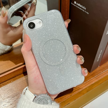 キラキラ iPhone17e/16eケース MagSafe対応 iPhone17Pro/16ProMax/15ケース ラメいり 丈夫 光沢感[M6204]