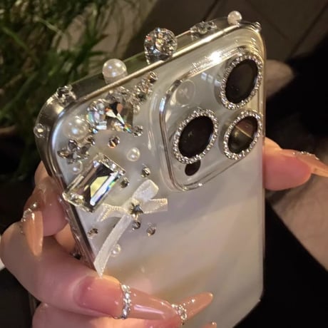 ダイヤ/パールデコ アイフォン16pro/16ケース  高級感 クリア iPhone15pro/14/13pro/12カバー 大人可愛い 夏に人気[M5260]