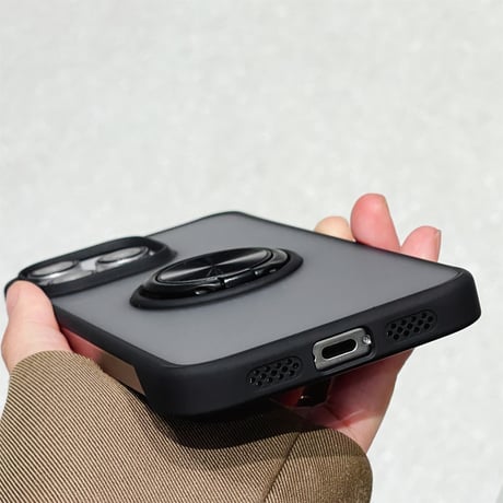 リング付 iPhone15pro/15promaxケース スタンド一体 指紋防止iphone14/13Promaxケース 薄型軽量[M3704]