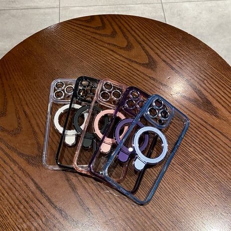 黄ばまない iPhone15pro/15promaxケース  MagSafeリングスタンド レンズフイルム iphone14/13pro/12カバー 耐衝撃 高機能[M4137]