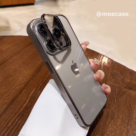 レンズカバースタンド一体型 iPhone16Pro/15ProMaxケース iPhone14pro/13promax/12クリアケース 耐久性 頑丈[M3539]