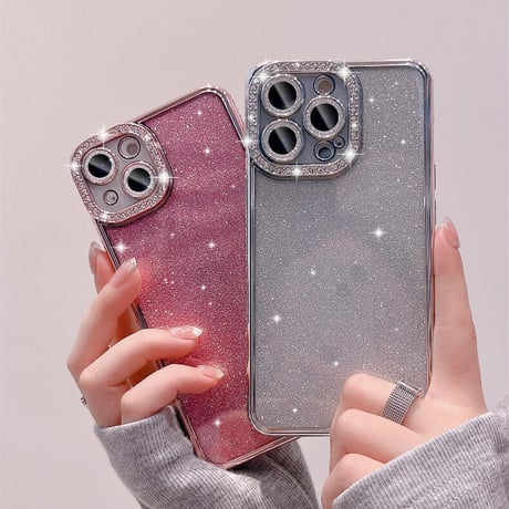 ジュエリー iPhone14pro/14promaxケース キラキララメシール付 iphone13/12/11promaxカバー  オシャレ 高級感 ガールズに大人気[M2388]