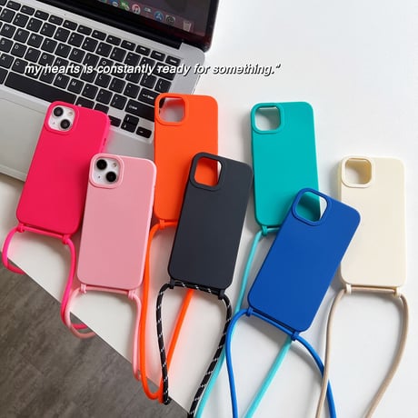 長いストラップ付 iphone13/12promaxケース  シンプル iphone11pro/se3カバー  高品質 お揃い 手触りいい シンプル  [M1876]