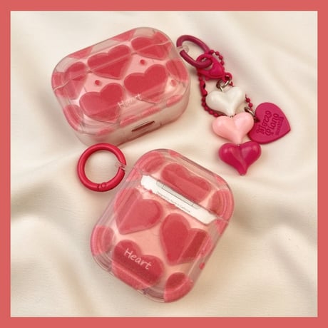 ピンクハート柄 AirPods Pro 3ケース グラデーション Airpods 4/3ケース  Airpods Pro 2/Pro 1カバー  キーホルダ付 可愛い 女子に人気[M5991]