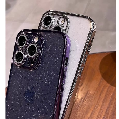 オシャレ iPhone15pro/15ケース  キラキラレンズカバー ラメ入りアイフォン14/13/12proクリアカバー ソフト 黄ばまない 色剥げない[M3660]