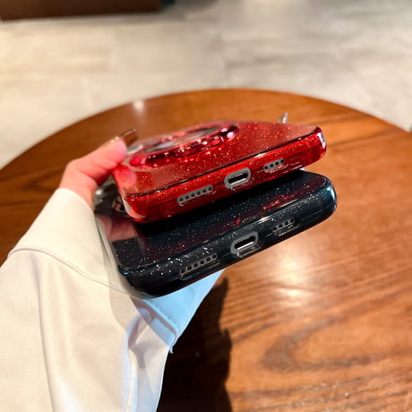 キラキラ iPhone15/15Proケース  Magsafeリングスタンド付 アイフォン14pro/13Promaxカバー 綺麗 多機能 丈夫[M4046]