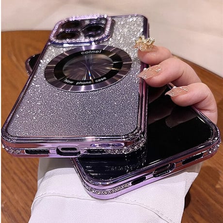 iPhone15/15proケース MagSafe対応 ジュエリー14/13カバー キラキラシート付き おしゃれ [M3478]