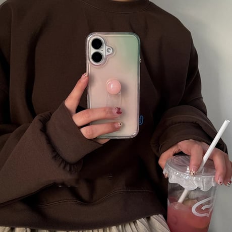 リング付 アイフォン16/16proケース 淡色系 グラデーションカラー iphone15pro/14/13proケース 高級感 女子力高い [M5084]