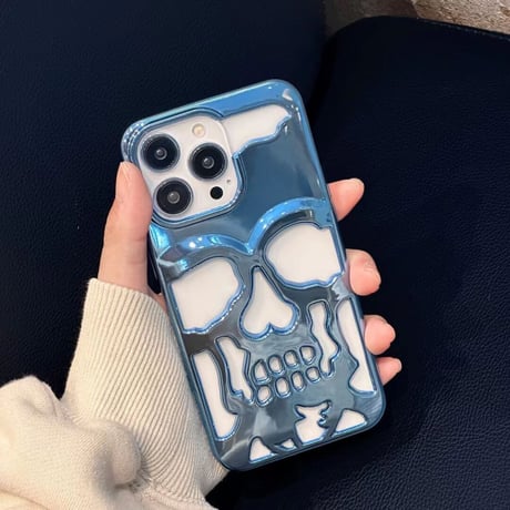 【iPhone16対応】ドクロ iPhone15pro/14promaxケース 透かし彫りスカル iphone13/12/11カバー  カッコイイ  メッキ  頑丈ギフト[M2311]