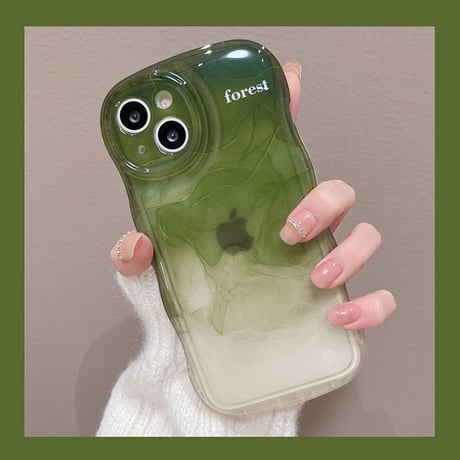 暈し染め 抹茶グリーン iphone14pro/13ケース 頑丈 iPhone12/11カバー 可愛い レンズカバー付 落下防止 シンプル[M2718]