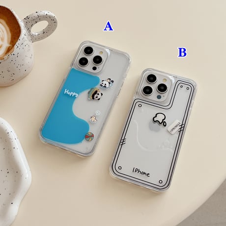 動くパンダ/アップル iPhone15/15proケース 液体入り アイフォン14プロ/13/12mini/11カバー 面白いギフト[M4544]