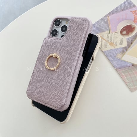 ミラーカード入れ付 iPhone14/15Proケース リング付 レザーアイフォン13mini/12/11カバー 高品質 多機能便利 持ちやすい[M2762]