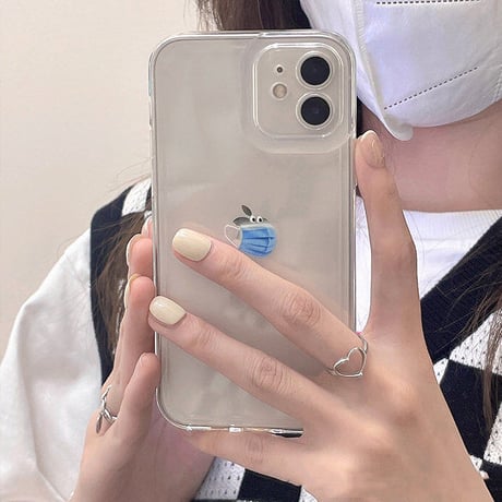 可愛いマスク iphone13mini/13promaxケース  クリア iphone12/11promaxカバー  面白い 耐衝撃 シンプルM998