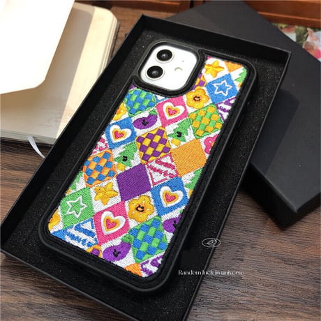 刺繡 菱形  iphone14/14proケース  手つくり iphone13/12/11promaxカバー   ハート/星/花柄 秋冬人気アイテム  ギフトにおすすめ[M2303]