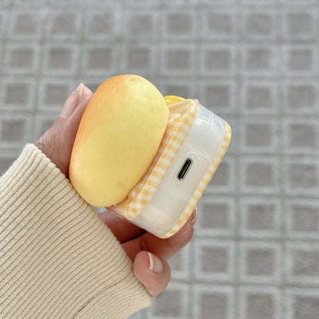 パン AirPodsPro/第3代ケース かわいい ストレス解消  airpodsPro2/Pro1保護カバー イエロー ギフトにおすすめ[M3690]