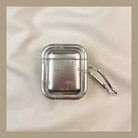 リボン柄 Airpods4/Pro2ケース リボンチャーム airpodsproカバー 可愛い メッキ 頑丈 大人可愛い[M4686]