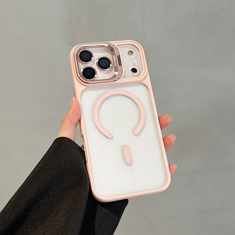 隠れ金属スタンド付 iPhone17ProMax/17ケース レンズフィルム付き iPhone17Pro/Air/16ケース MagSafe対応 高品質高級感 [M5973]