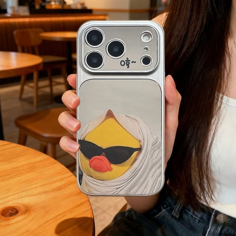 可愛い動物柄ミラー iPhone17Pro/17ケース カメラ保護カバー iPhone16Pro/15ProMaxケース 光沢感 頑丈 クール[M6384]