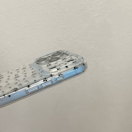 黒色花柄 iPhone17Pro/17ケース おしゃれキラキラ感 iPhone16Pro/15ケース 存在感ある[M6351]
