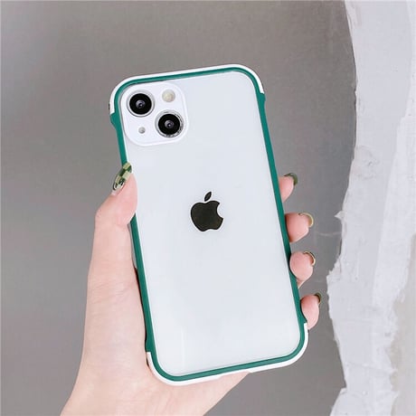 耐衝撃透明 iphone13mini/13promaxケース  カラー枠カメラレンズ保護 iphone11/12カバー  頑丈 シンプル M1069
