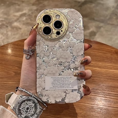 花柄 iphone16/16proケース  カメラ保護 iphone15pro/14/13proケース 高級感 女子力高い 丈夫[M5044]