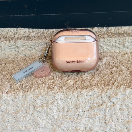 クマさん Airpods Pro3ケース 半透明 Airpods4/3カバー pro2/pro1 リング/キーホルダー  大人可愛い[M6116]