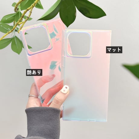スクエア iPhone15pro/15promaxケース 光によって変色 iPhone14/13proケース キラキラ オシャレ[M4419]