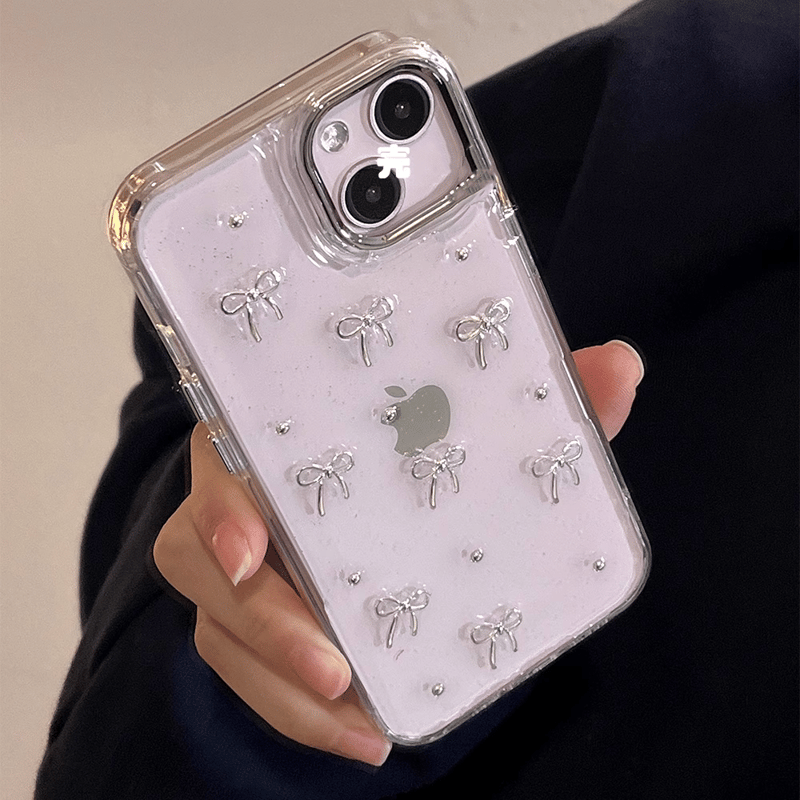 キラキラ リボンiPhone15pro/15promaxケース 星 ラメ入り クリアiphon