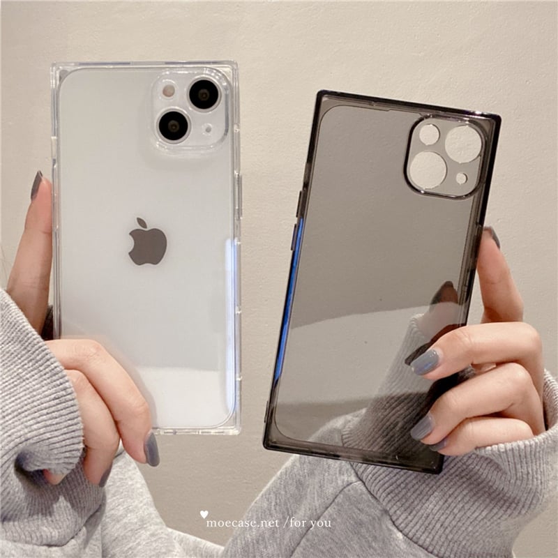 スクエア iPhone14Pro/15ケース 透明 シンプル アイフォン13/12/11pro