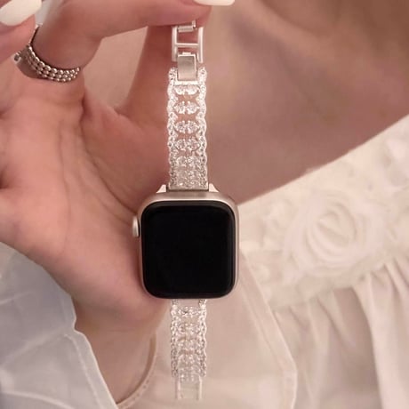 ダイヤ透かし彫り AppleWatchバンド 高級感高品質 AppleWatchベルト Ultra3/2/1 Series 11/10/9/8 SE3/2  キラキラ  美しい[M6203]