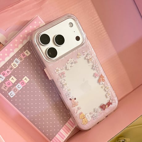 ワンちゃん iPhone17/17Proケース ピンク  iPhone17Pro/16ケース  キラキラ感 可愛い 推し活グッズ[M6288]