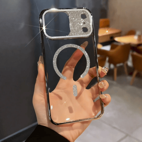 キラキラカメラ枠 iPhone17/17Proケース MagSafe対応 ラメライン iPhone17ProMax/Airケース 耐衝撃 高級感 [M5730]