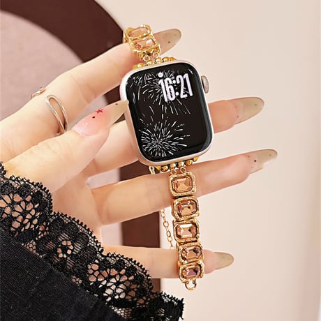 高級感宝石 AppleWatchバンド おしゃれ アップルウォッチバンド Series10/9 Ultra series8 7 6 5 4  3 2 SE SE2 艶感 可愛い[M5502]