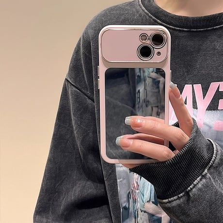 鏡 iPhone15/15Pro/15promaxケース  シンプル風 iPhone14pro/13Pro/12カバー 女子に人気 便利[M4028]