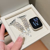 ダイヤデコハート アップルウォッチバンド メタル ブレスレット風 AppleWatchブレスレット Series11/10/9/8 SE3/2 通気性よい 高品質 [M6427]