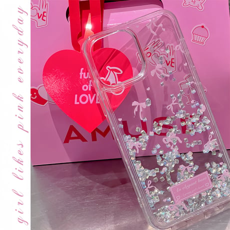動くダイヤ入り iphone15/15proケースリボン柄 iphone14/13/12/11カバー かわいい きれい 女子力アップ [M3786]