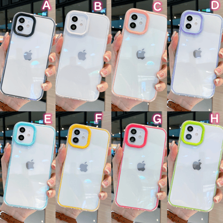 【iPhone15対応】カラー枠クリア iphone13mini/13promaxカバー  お揃い iphone11/12miniケース   頑丈 シンプルコーデ   M1101