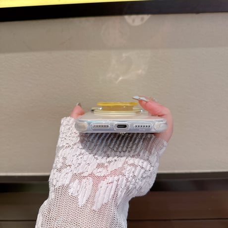 花柄ミラーグリップ iPhone17/17Proケース MagSafe対応 iPhone16Pro/15pro/14ProMaxケース 光る カメラ保護[M6410]