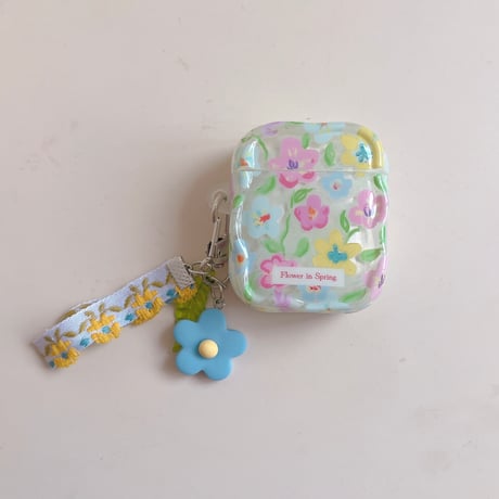 花柄 Airpods Pro3ケース 花ストラップ Airpods 4/3カバーケース AirpodsPro2/1  うねうね 女子力高い 春コーデ [M6136]