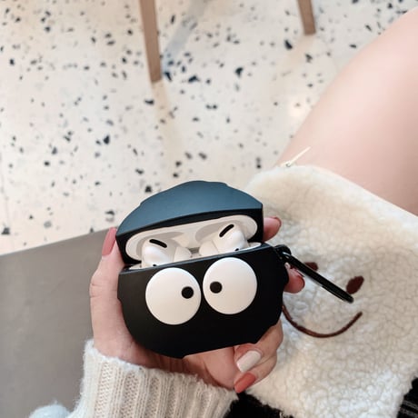 可愛いキャラクター airpodsケース  顔airpodsproカバー  リング付き 頑丈便利M353