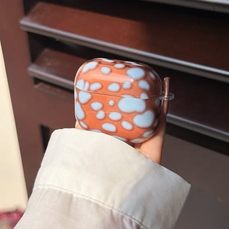 カラーブロッキング AirpodsPro3ケース ブラウン/ブルー エアポッズ4/3  AirpodsPro2/Proカバー  皮ストラップ シック ギフトにおすすめ [M6184]
