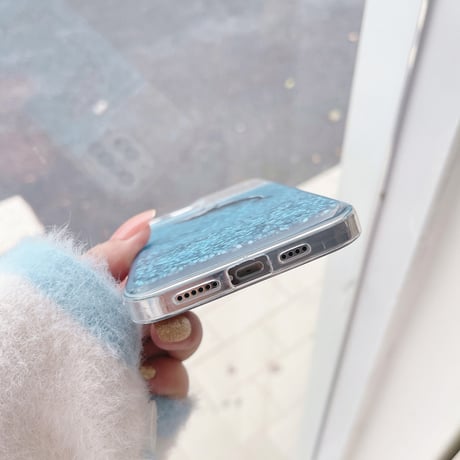 液体 サメ iPhone15/14proケース 流れるグリッター iPhone13mini/12/11proカバー キラキラ 可愛い おしゃれ 海 プレゼントにおすすめ[M3248]