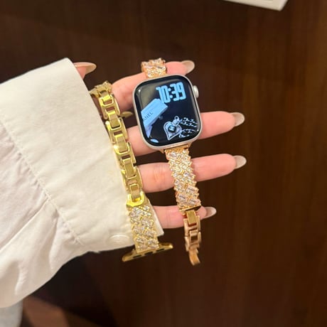上品ダイヤ AppleWatchバンド 美しい AppleWatchベルト Series 11/10/9/8 SE3/2  Ultra3/2/1 輝きメタルリック 高級感たっぷり[M6529]