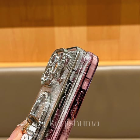 メイク鏡 iPhone16/16Proケース  バック型スタンド iPhone15Pro/14/13Proカバー 綺麗キラキラ 多機能 レンズカバー[M4673]